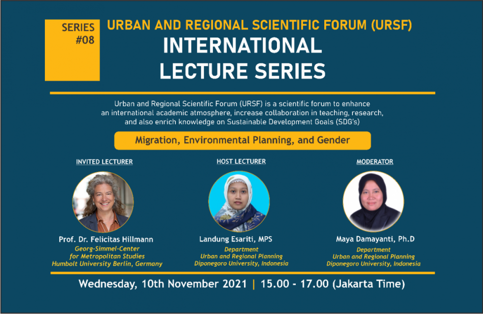 INTERNATIONAL LECTURE SERIES 2021 SERIES #08 MIGRATION, ENVIRONMENTAL PLANNING, AND GENDER